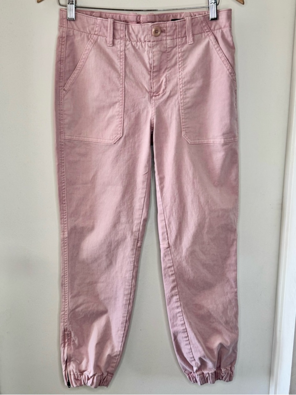 Banana Republic Soft Pink Cotton Chino Style Utility Jogger Pants Women’s 2 EUC